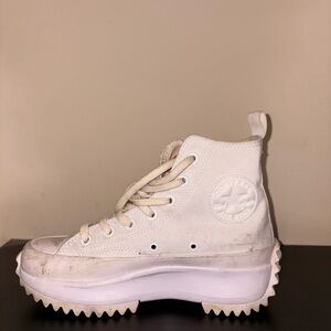 White Platform High-Top Canvas Sneaker